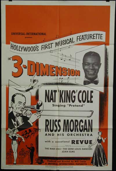 NAT 'KING' COLE, featured in a poster for '3-Dimension', 1953